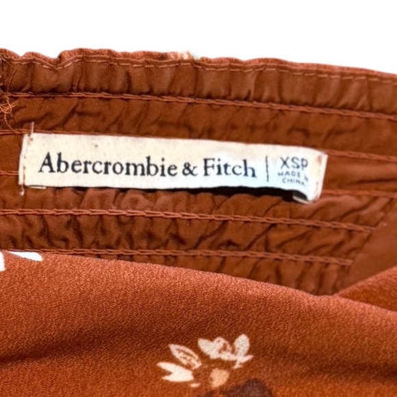 Abercrombie & Fitch Rust Floral Mini Dress Long Sleeve Coquette Cottagecore XSP - Picture 3 of 5